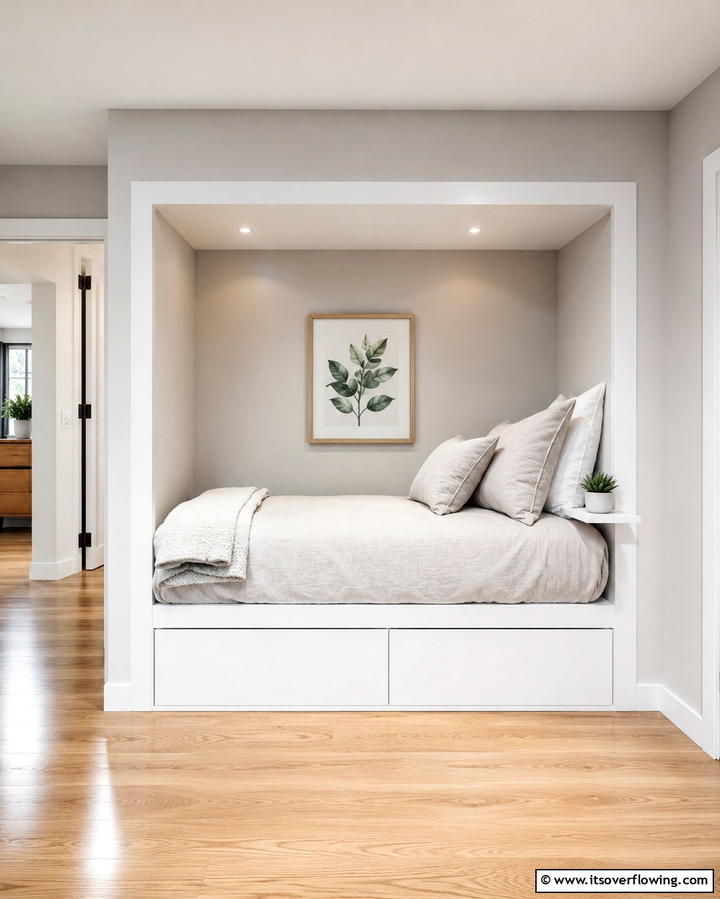 Minimalist Bed Nook - 25 Cozy Bed Nook Ideas for a Perfect Reading Spot