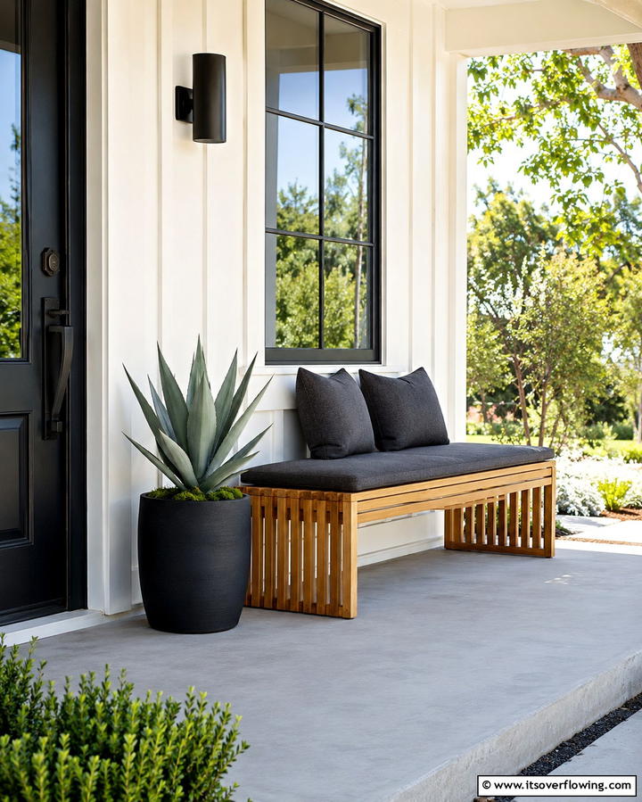 Minimalist Bench Seating - 30 Small Front Porch Ideas to Boost Curb Appeal