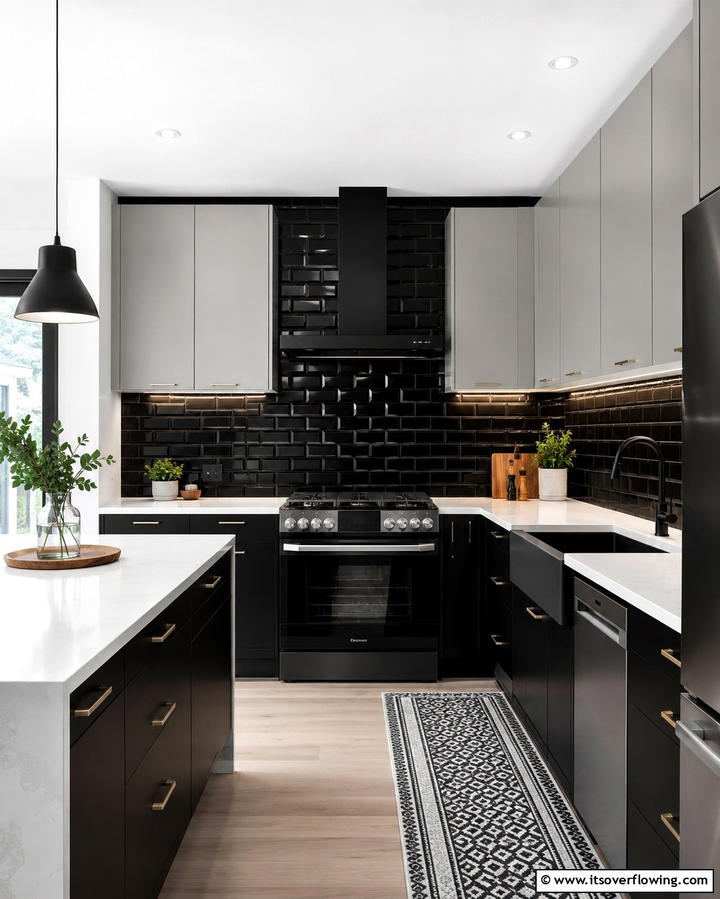 Minimalist Black Backsplash - 25 Dark Kitchen Ideas for a Bold and Modern Look