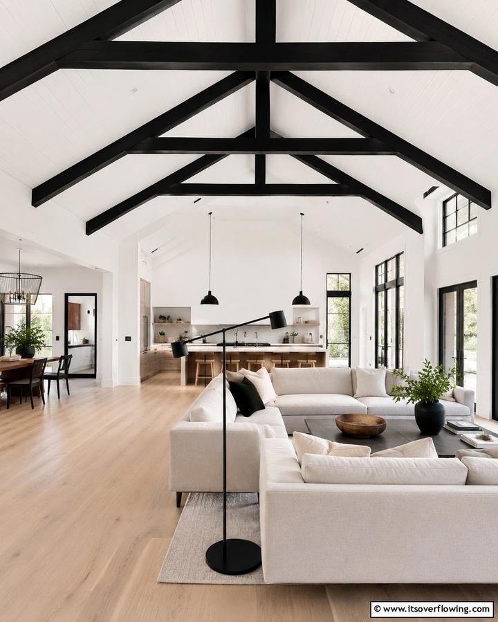 Minimalist Black Beam Ceilings - 30 Modern Black Ceiling Design Ideas for Dramatic Interiors