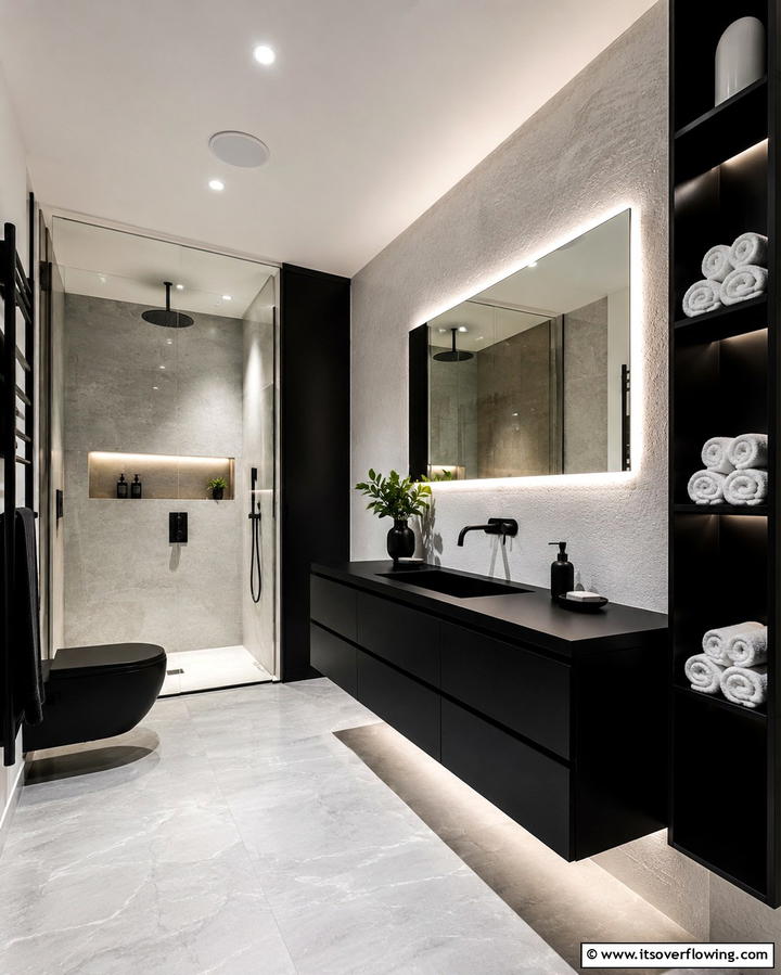 Minimalist Black Design - 25 Black Bathroom Ideas to Elevate Your Space