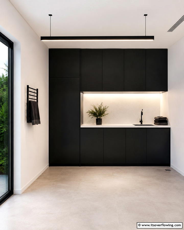 Minimalist Black Laundry Room - 30 Stylish Black Laundry Room Ideas for a Modern Utility Space