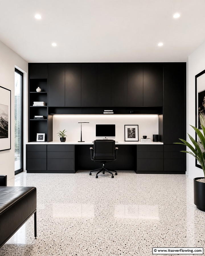 Minimalist Black Studio - 21 Bold Black Room Ideas for Dramatic Interior Statements
