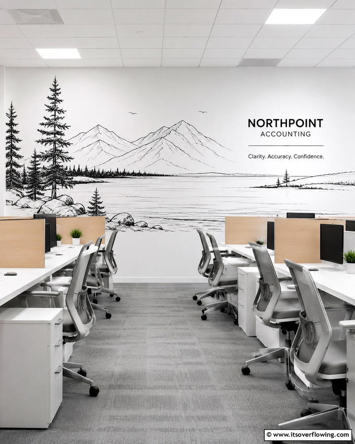 Minimalist Black and White Murals - 25 Office Wall Murals to Inspire Creativity and Productivity