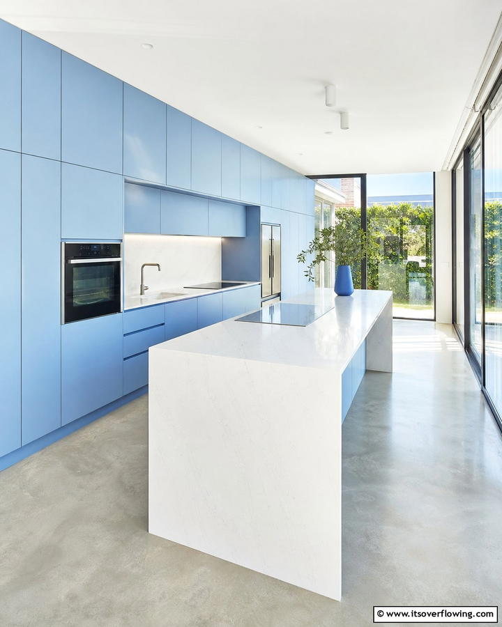 Minimalist Blue Kitchen Design - 21 Inviting Blue Kitchen Ideas for Coastal or Modern Themes