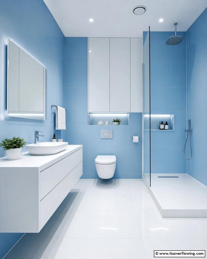 Minimalist Blue and White Palette - 25 Blue and White Bathroom Ideas for a Fresh Look