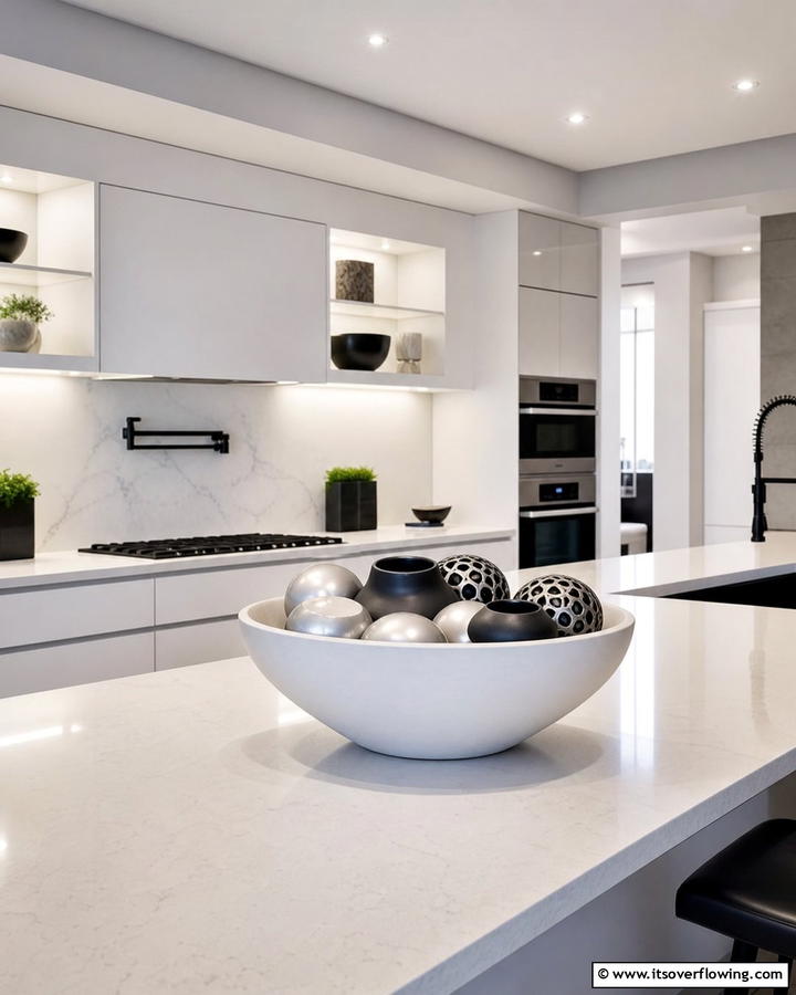 Minimalist Bowl with Ornaments - 20 Kitchen Island Centerpiece Ideas for a Stunning Look