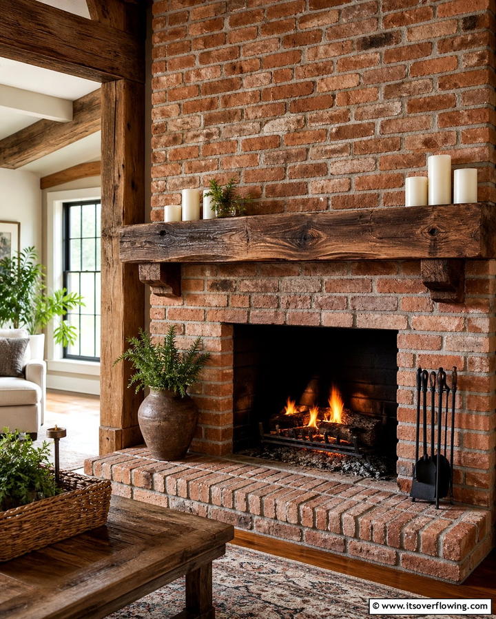 Minimalist Brick Fireplace - 25 Rustic Brick Fireplace Ideas to Warm Up Your Home