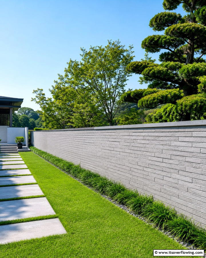 Minimalist Brick Outline - 30 Classic Brick Fence Ideas for Timeless Outdoor Security & Charm
