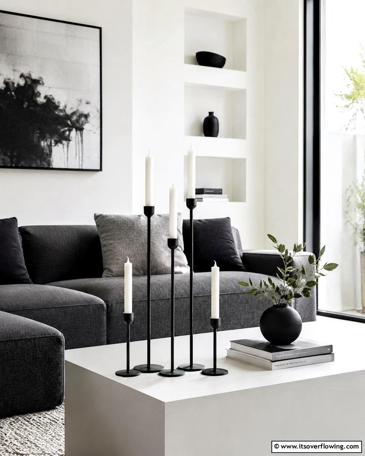 Minimalist Candle Arrangement - 25 Sofa Table Decor Ideas to Elevate Your Space