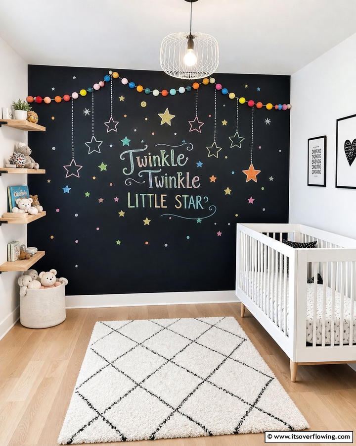Minimalist Chalkboard Walls - 30 Nursery Accent Wall Ideas for a Charming Baby Room
