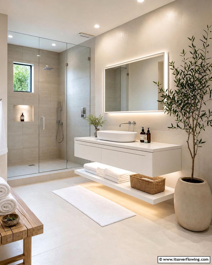 Minimalist Chic for Calm Spaces - 30 Serene Spa Decor Ideas for a Relaxing Bathroom Retreat