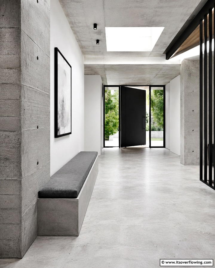 Minimalist Concrete Bench - 30 Functional Entryway Bench Solutions for Organized Homes
