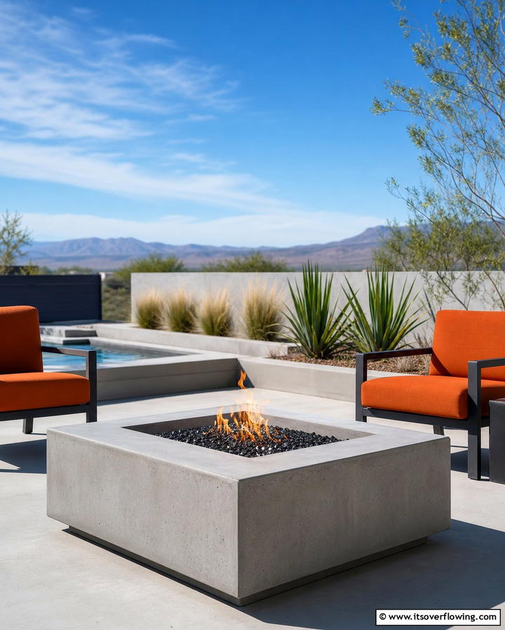 Minimalist Concrete Fire Pit - 25 Backyard Fire Pit Ideas for Cozy Landscaping