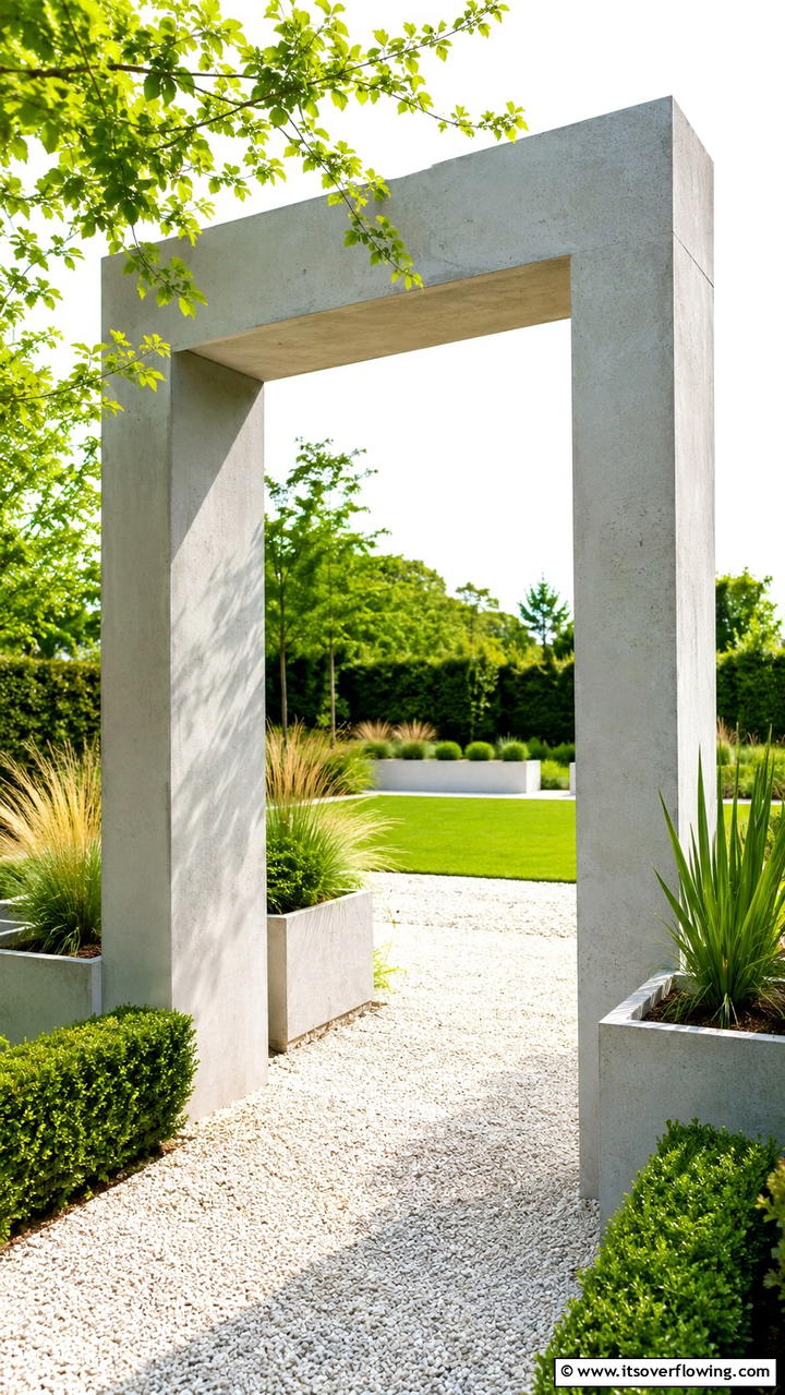 Minimalist Concrete Garden Arch - 30 Garden Arch Ideas for Enchanting Outdoor Spaces