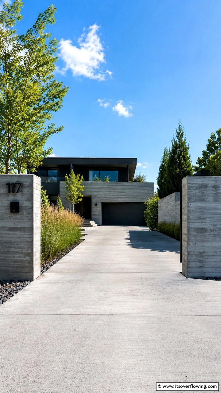 Minimalist Concrete Ingenuity - 30 Driveway Entrance Ideas for Impressive Arrivals
