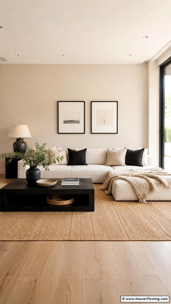 Minimalist Cozy Retreat - 30 Black & Beige Living Room Ideas for Modern Contrast