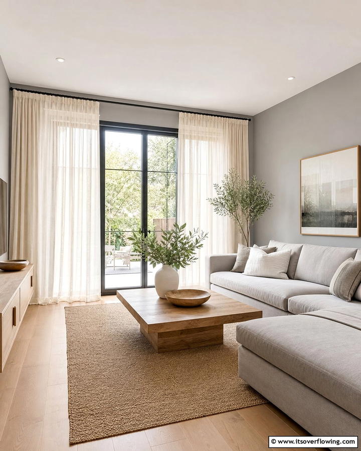 Minimalist Cream Curtains - 30 Curtain Color Ideas Perfectly Paired With Gray Walls