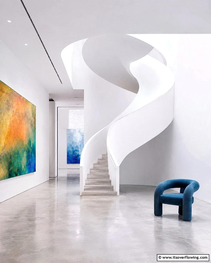Minimalist Curved Staircase for Simplicity - 30 Elegant Curved Staircase Designs to Elevate Your Home’s Style