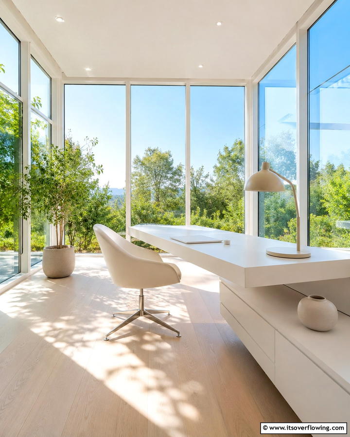 Minimalist Design - 20 Sunroom Office Ideas for a Productive Workspace