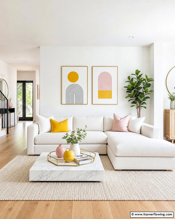 Minimalist Design Accents - 30 Yellow and Pink Decor Ideas- Vibrant Home Accents