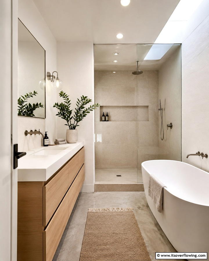 Minimalist Design Appeal - 30 Small Master Bathroom Ideas for Efficient Luxury
