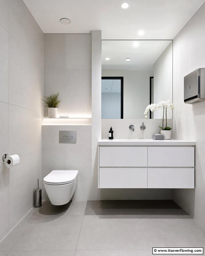 Minimalist Design with Clean Lines - 20 Office Bathroom Ideas for a Functional and Stylish Space