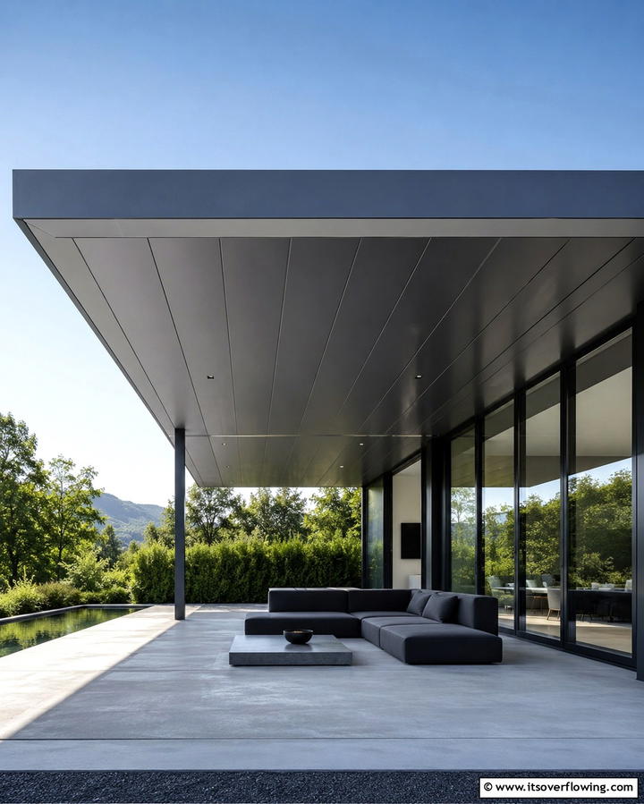 Minimalist Design with Flat Panel Metal Roof - 25 Metal Roof Porch Design Ideas for a Durable Space