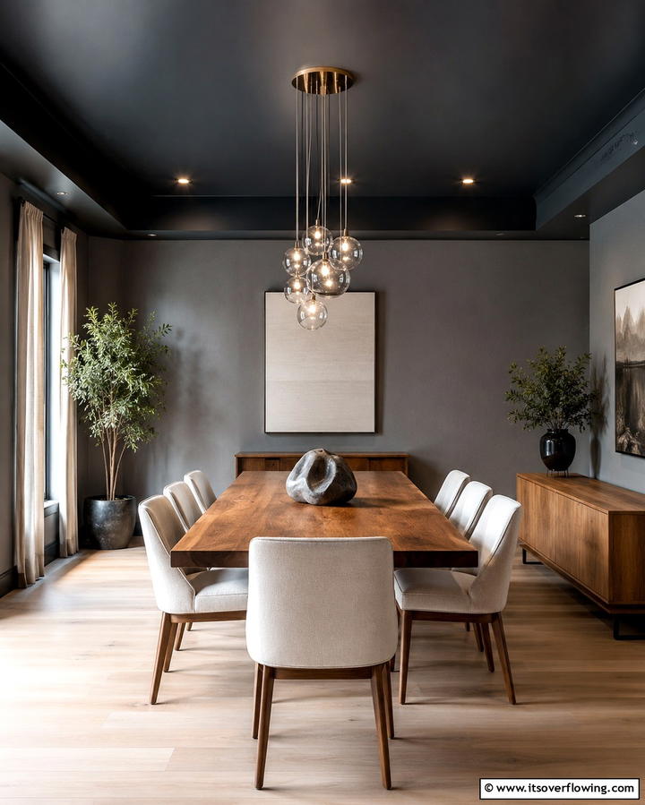 Minimalist Dining Room - 25 Black Ceiling With Grey Walls for a Dramatic Look