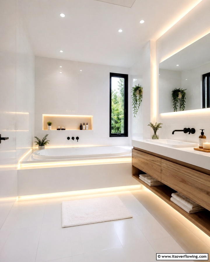 Minimalist Drop In Tub with Recessed Lighting - 25 Elegant Drop-in Tub Ideas for a Spa-Like Bathroom