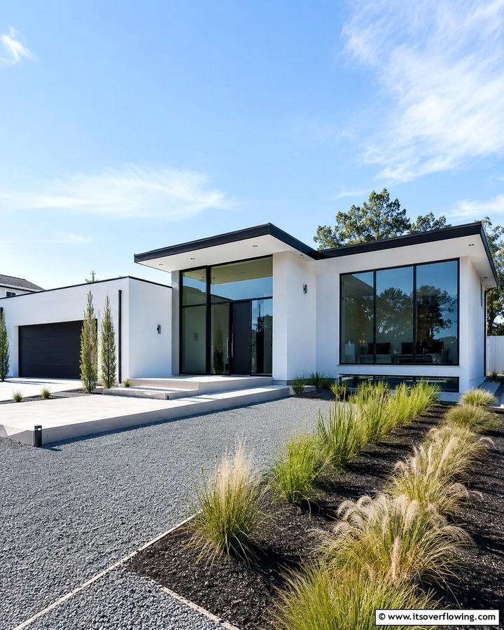 Minimalist Elegance - 25 White Exterior Home with a Black Roof Ideas