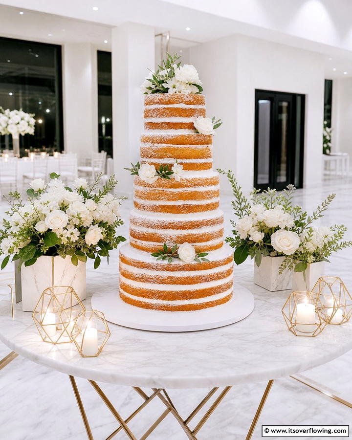 Minimalist Elegance Cake - 21 Naked Wedding Cake Ideas for Minimalist Elegance