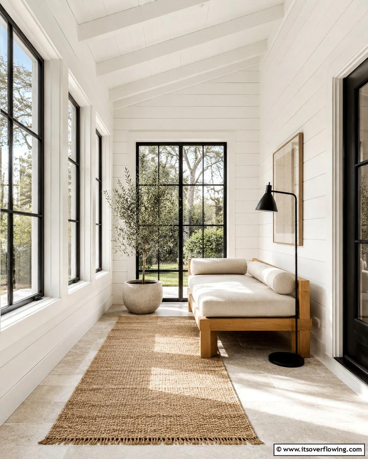 Minimalist Farmhouse Sunroom - 30 Farmhouse Sunroom Ideas for Cozy and Light-Filled Relaxation