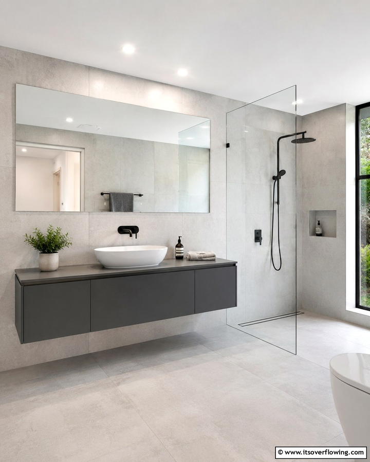 Minimalist Floating Grey Vanity - 25 Grey Bathroom Vanity Design Ideas for Modern Homes