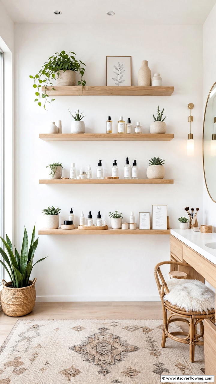 Minimalist Floating Shelves - 25 Stunning Makeup Room Ideas for Every Style