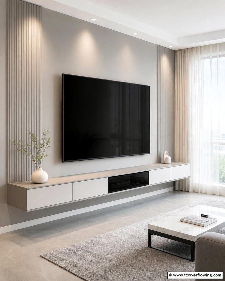 Minimalist Floating TV Stand - 25 TV Stand Ideas to Complement Your Home Decor