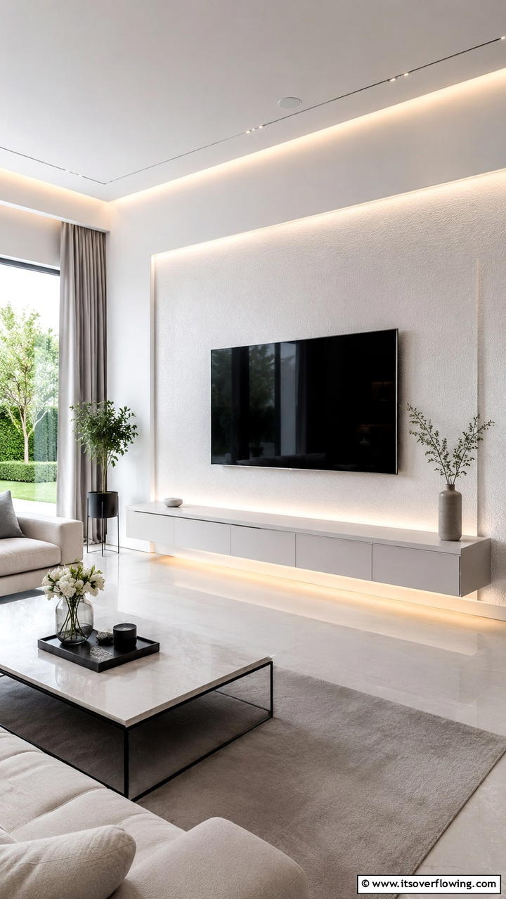 Minimalist Floating TV Wall - 21 Innovative TV Wall Ideas to Maximize Living Room Space