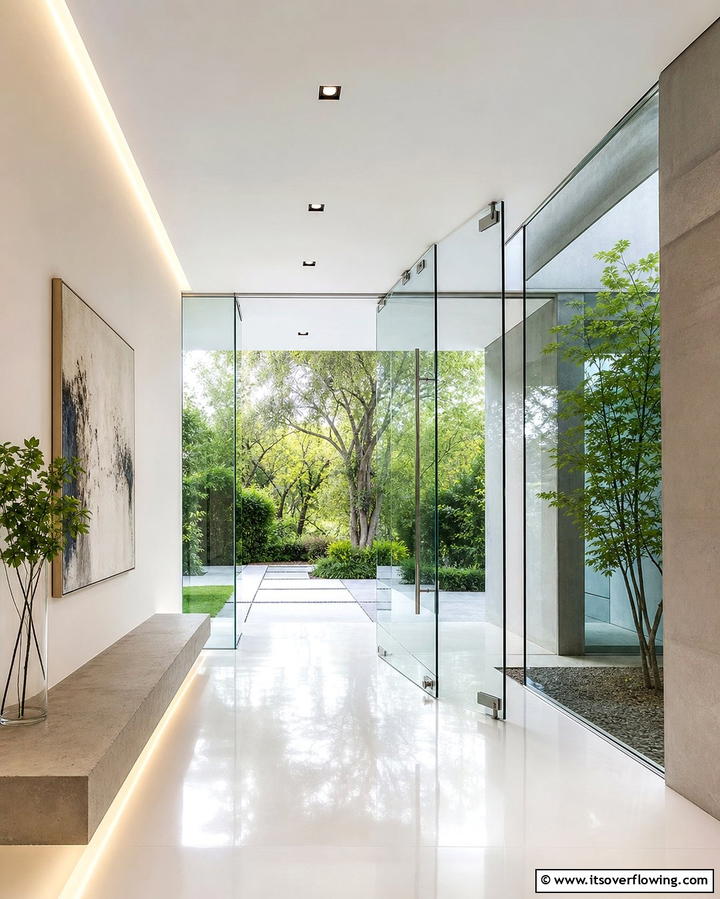 Minimalist Frameless Glass Doors - 25 Glass Front Doors Ideas to Brighten Your Entryway