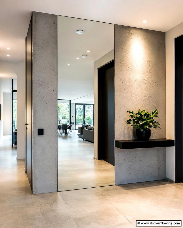 Minimalist Frameless Mirror - 30 Statement Entryway Mirror Ideas to Brighten Narrow Spaces