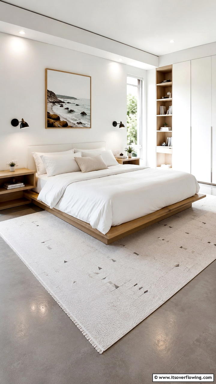 Minimalist Functionality - 30 Bedroom Rug Ideas to Anchor and Elevate Your Decor