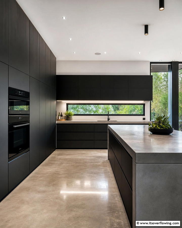 Minimalist Functionality - 21 Kitchens With Black Cabinets- Bold & Timeless Designs