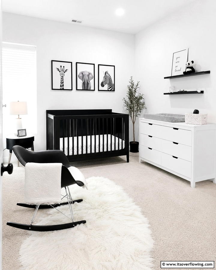 Minimalist Furniture - 30 Chic Black & White Nursery Ideas for Modern Baby Rooms