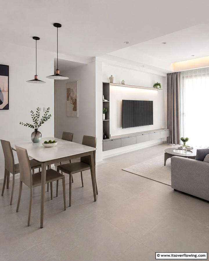 Minimalist Furniture Choices - 20 Small Living Room Ideas With TV and Dining Table