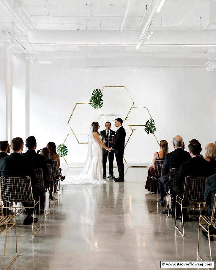 Minimalist Geometric Structure - 30 Stunning Wedding Altar Design Inspirations