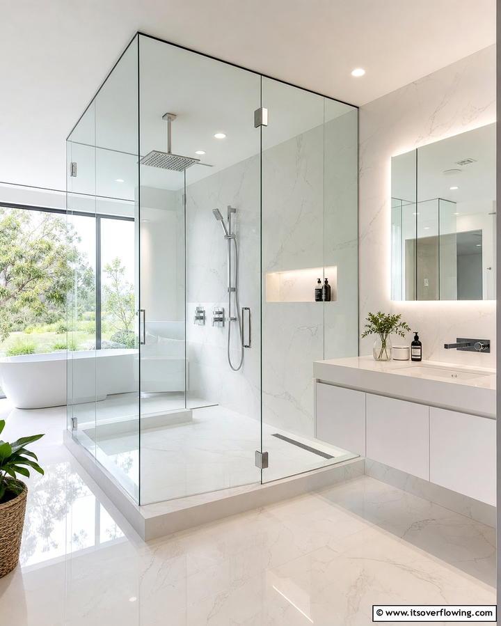 Minimalist Glass Showers - 25 Elegant Bathroom Decor Ideas for a Luxurious Feel