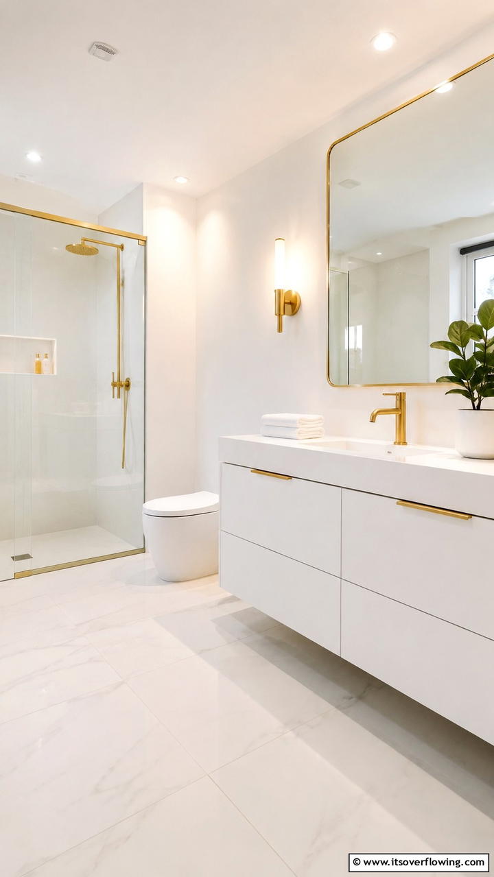 Minimalist Gold Inspired Design - 30 Gold Bathroom Ideas for Luxurious, Modern Spaces