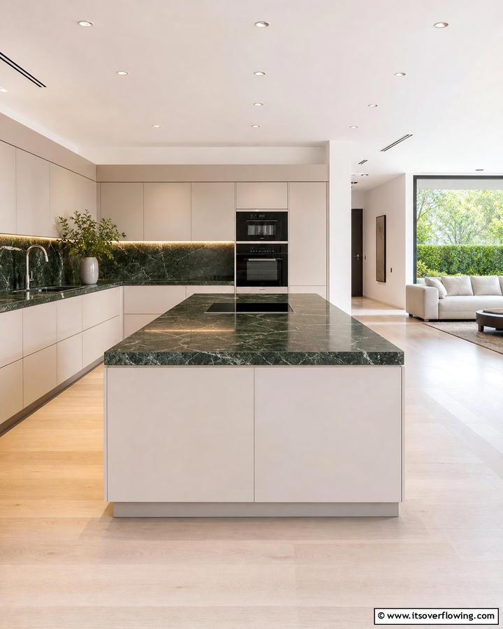 Minimalist Green Marble Design - 20 Green Marble Countertop Design Ideas for Kitchens