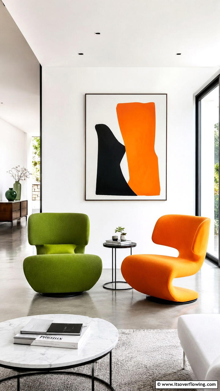 Minimalist Green and Orange Modern Chairs - 30 Green and Orange Living Room Ideas for Bold Style