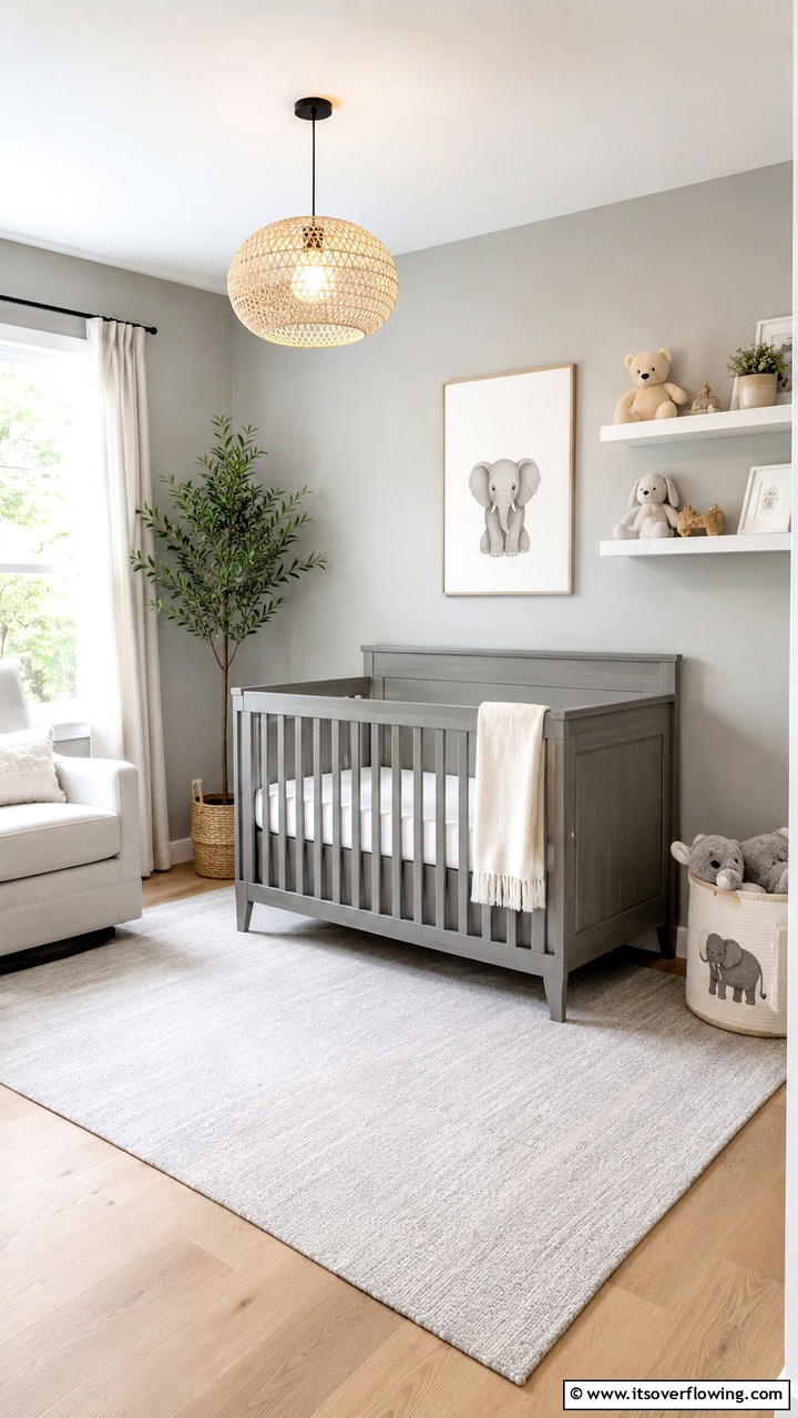Minimalist Grey Crib Design - 30 Grey Nursery Ideas- Calming & Modern Baby Room Designs