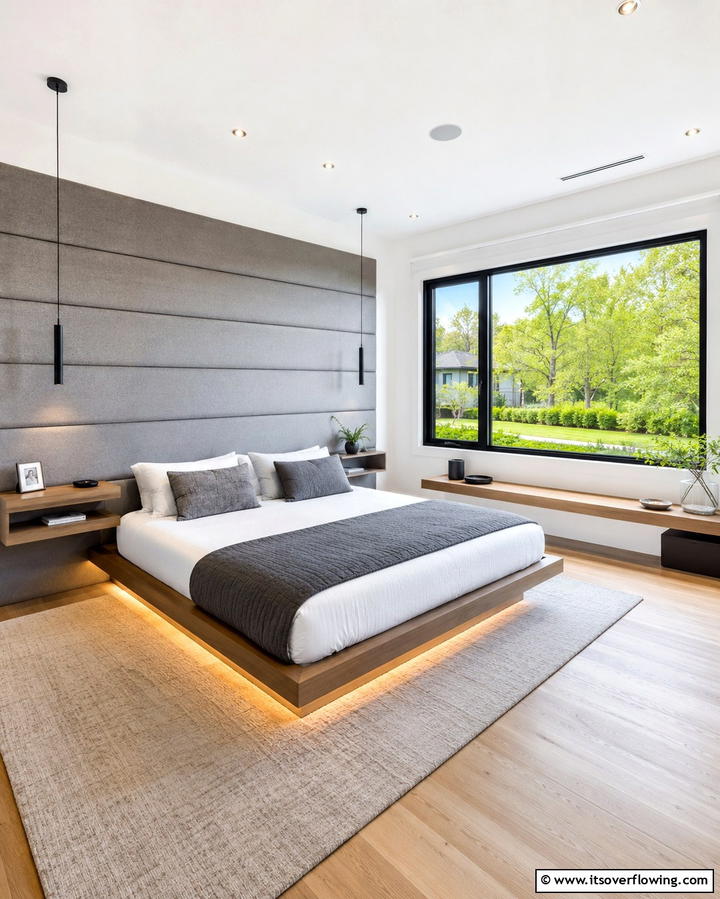 Minimalist Grey Panel Headboard - 25 Elegant Grey Headboard Bedroom Ideas for a Calm Space